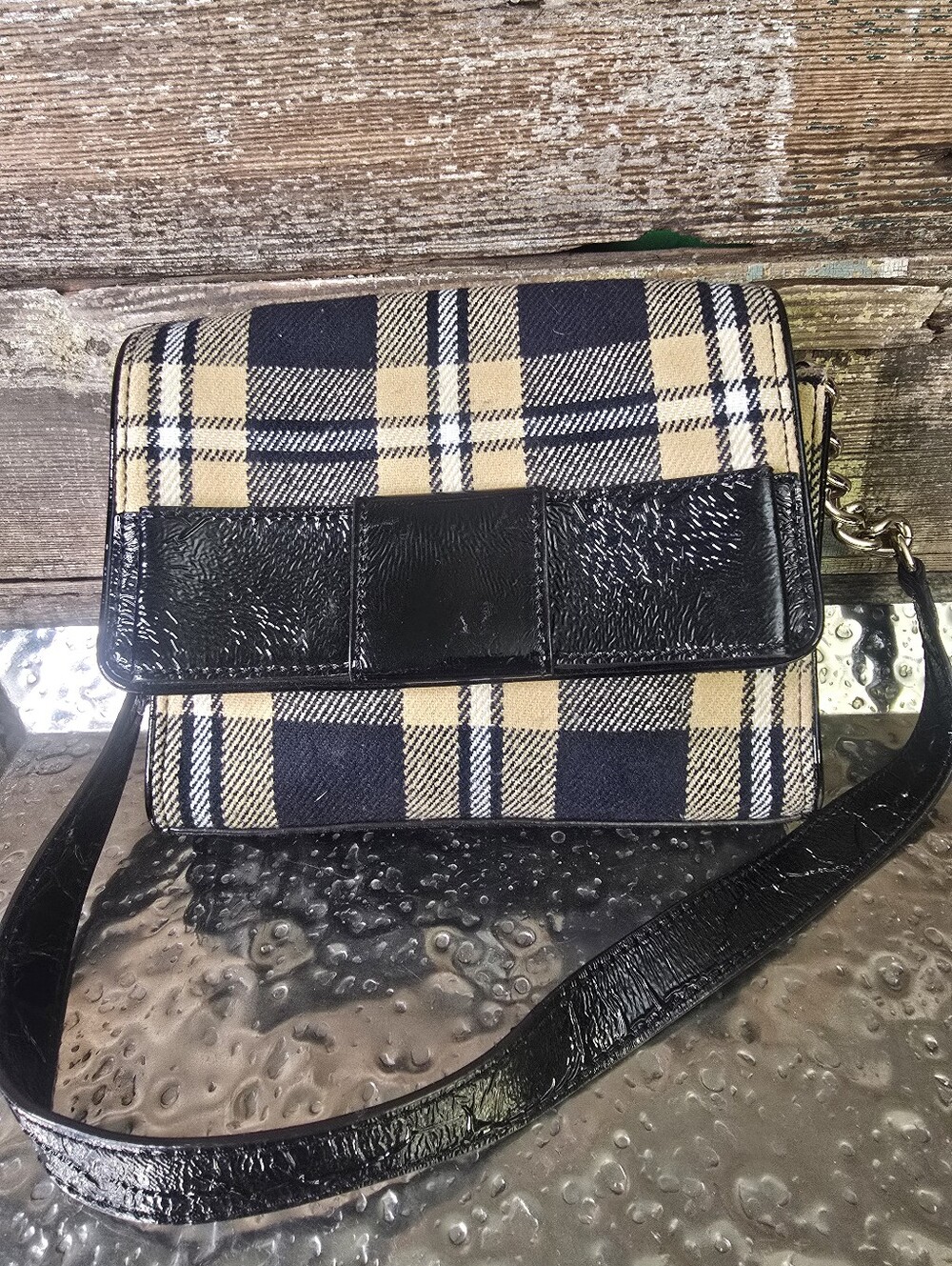 Kate Spade Wool Plaid Crossbody Bag Rare Script Lining Y2K, Vintage - Picture 2 of 13